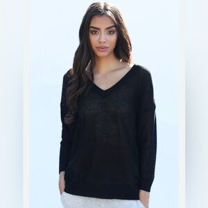 Black V-Neck see-through Sweater - size medium